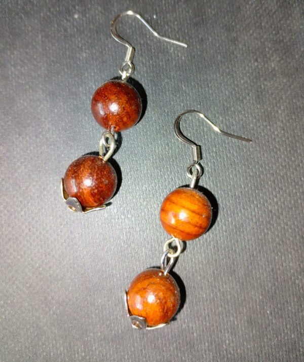 boucles oreilles bois de rose